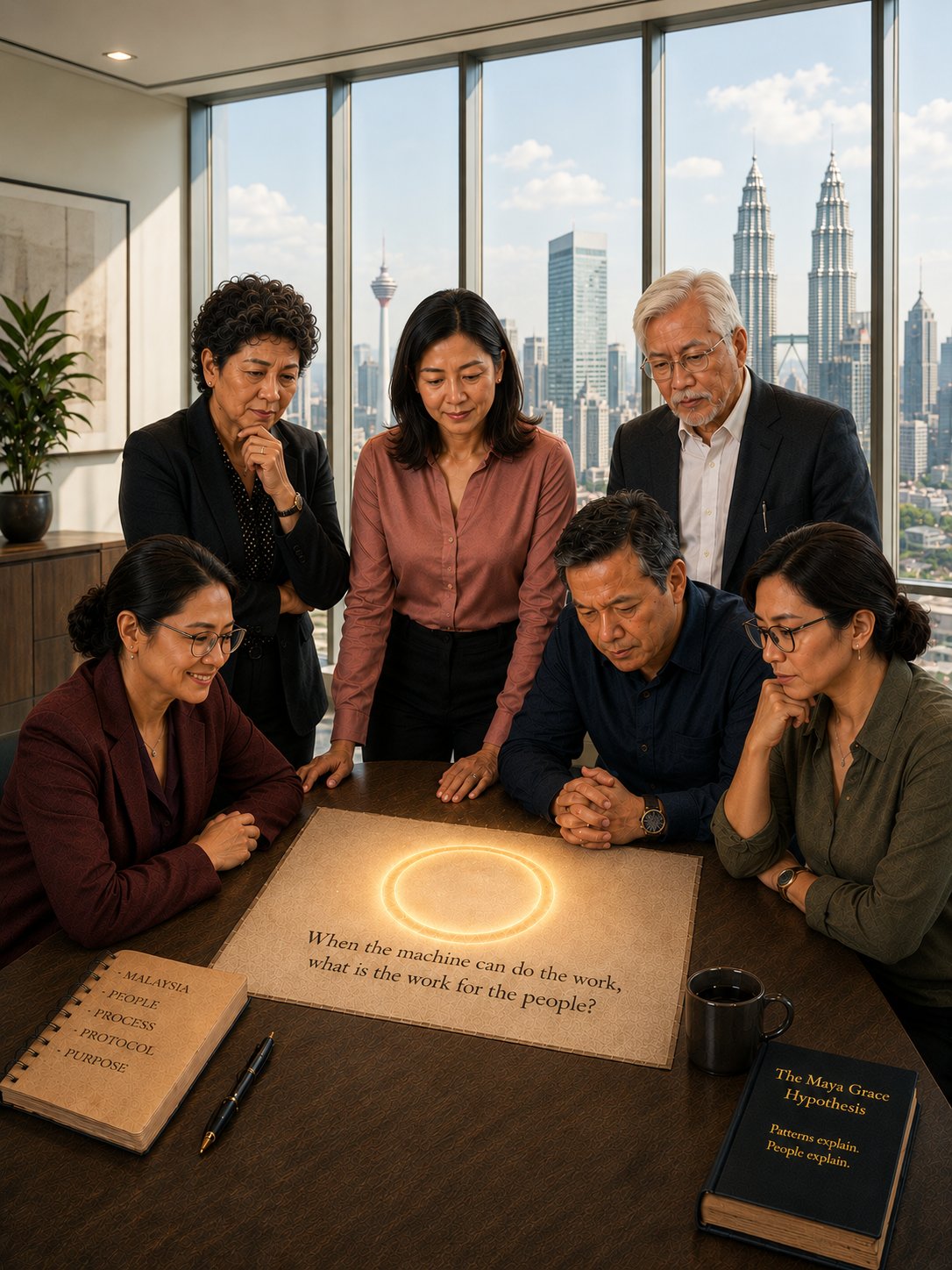 The Empty Circle — the cast around the table